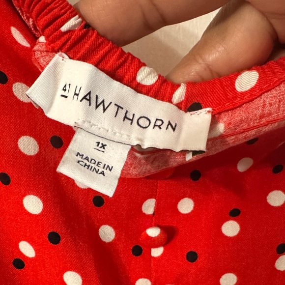 41 Hawthorn Red Midi Dress with White & black Dots - Picture 2 of 6